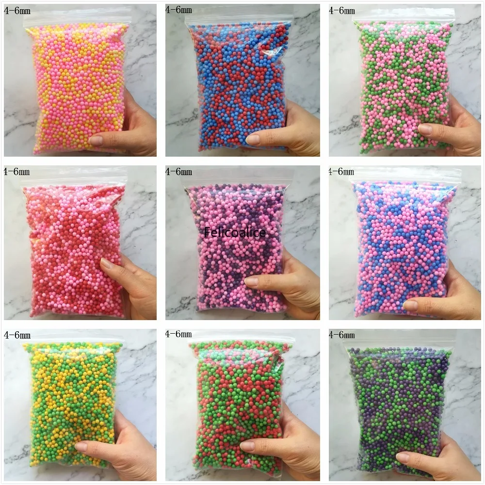 4-6mm 13g Rainbow Assorted Color Polystyrene Styrofoam Filler Foam Mini Beads Balls For Slime Filler DIY Decoration Accessories