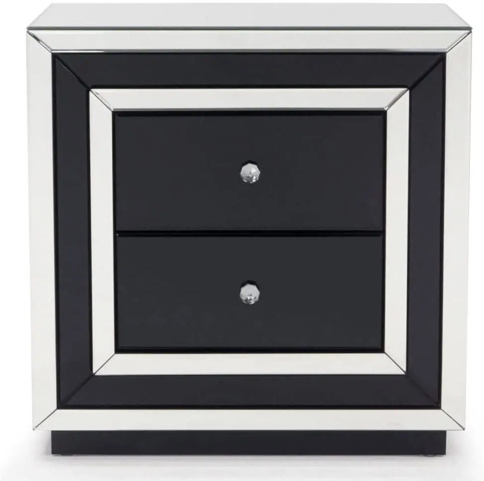 Malibu Contemporary Mirrored 2-Drawer Accent Table