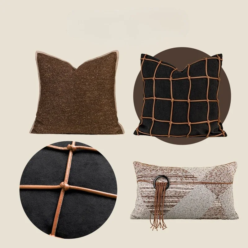 30X50/45X45/50X50CM Brown Texture Throw Pillow Cover Homestays Light Luxury Waist Cushion Cover Decor Home Decorative Pillowcase