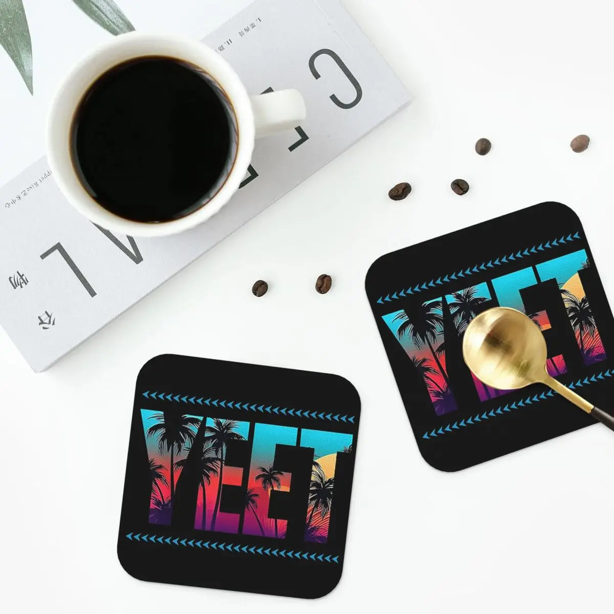 Coconut Photo Jey Uso Yeet Coasters Kitchen Placemats Insulation Cup Coffee Mats For Decor Home Tableware Pads Set of 4