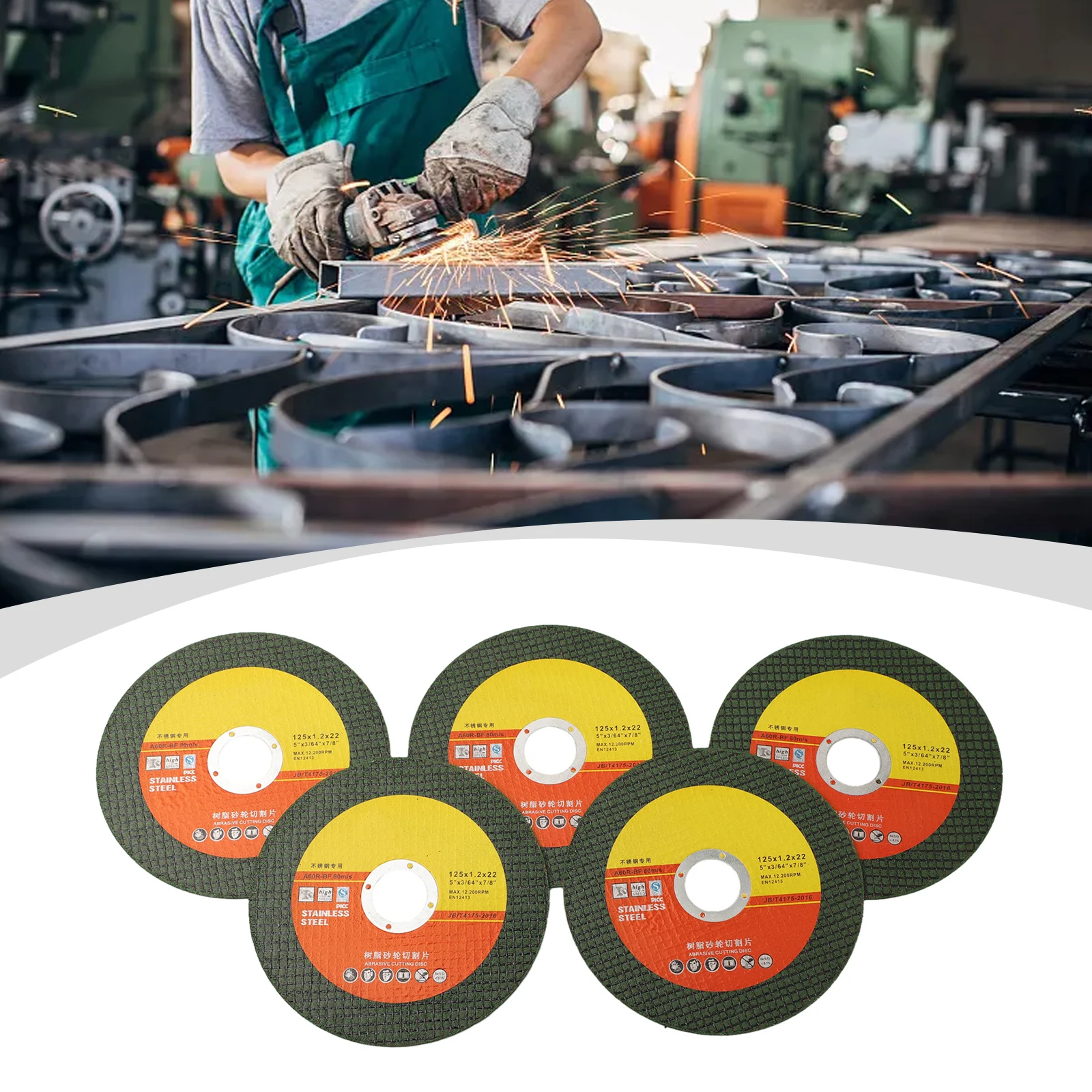 Aço inoxidável Angle Grinder com malha dupla, Disco de moagem, Resina Moagem, Acessórios e Ferramentas, Dspiae, 125mm, 5PCs