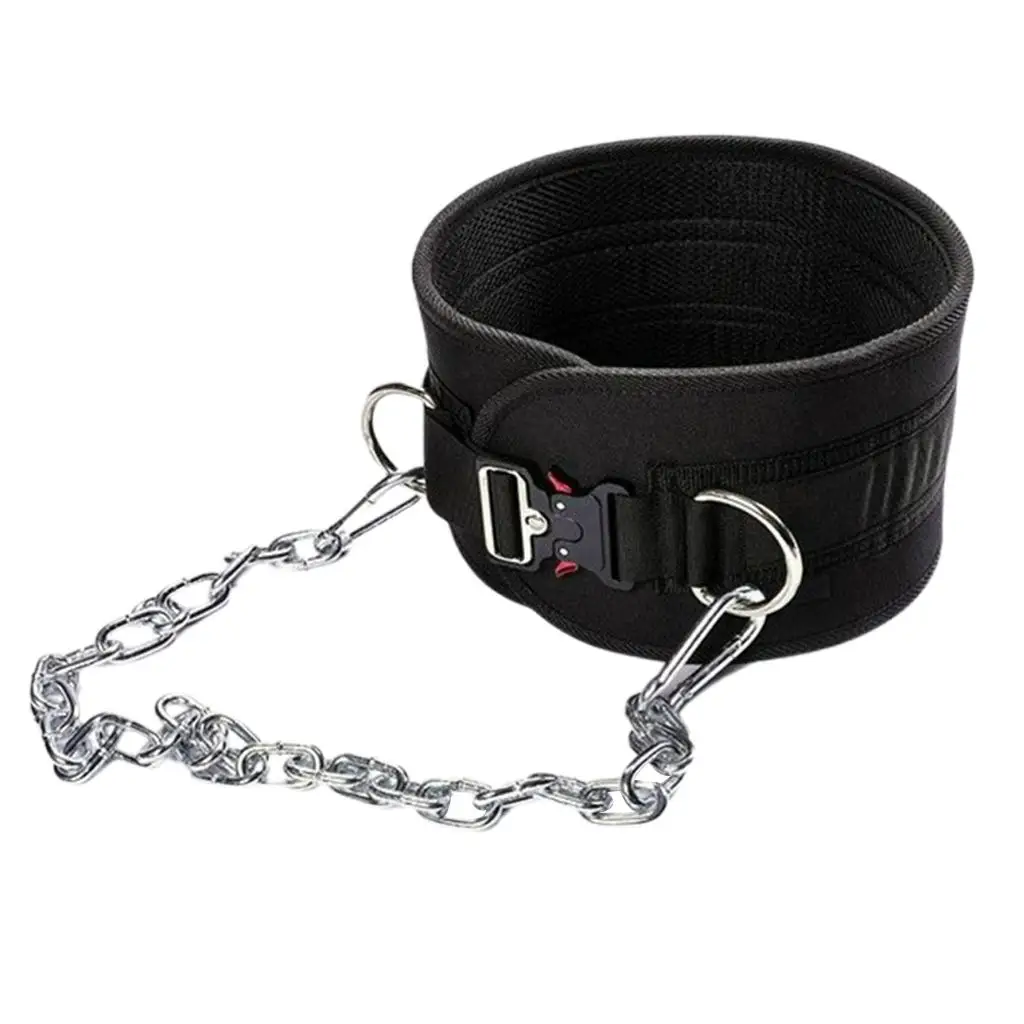 Thick Weight Lifting Belt with Chain Dips with Buckle for Back Pull up Gym Body Building