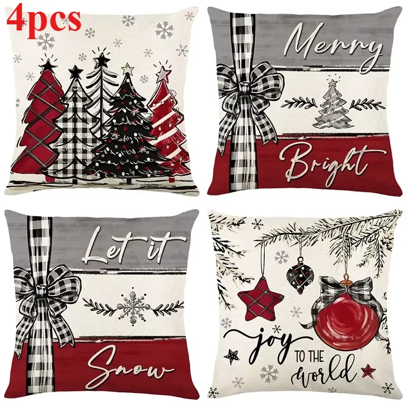Linnen Vrolijk Kerstfeest Kussensloop 45x45 cm Kerstversiering Kussenslopen Thuis Boom Herten Sofa Kussenhoes Nieuwjaar decor