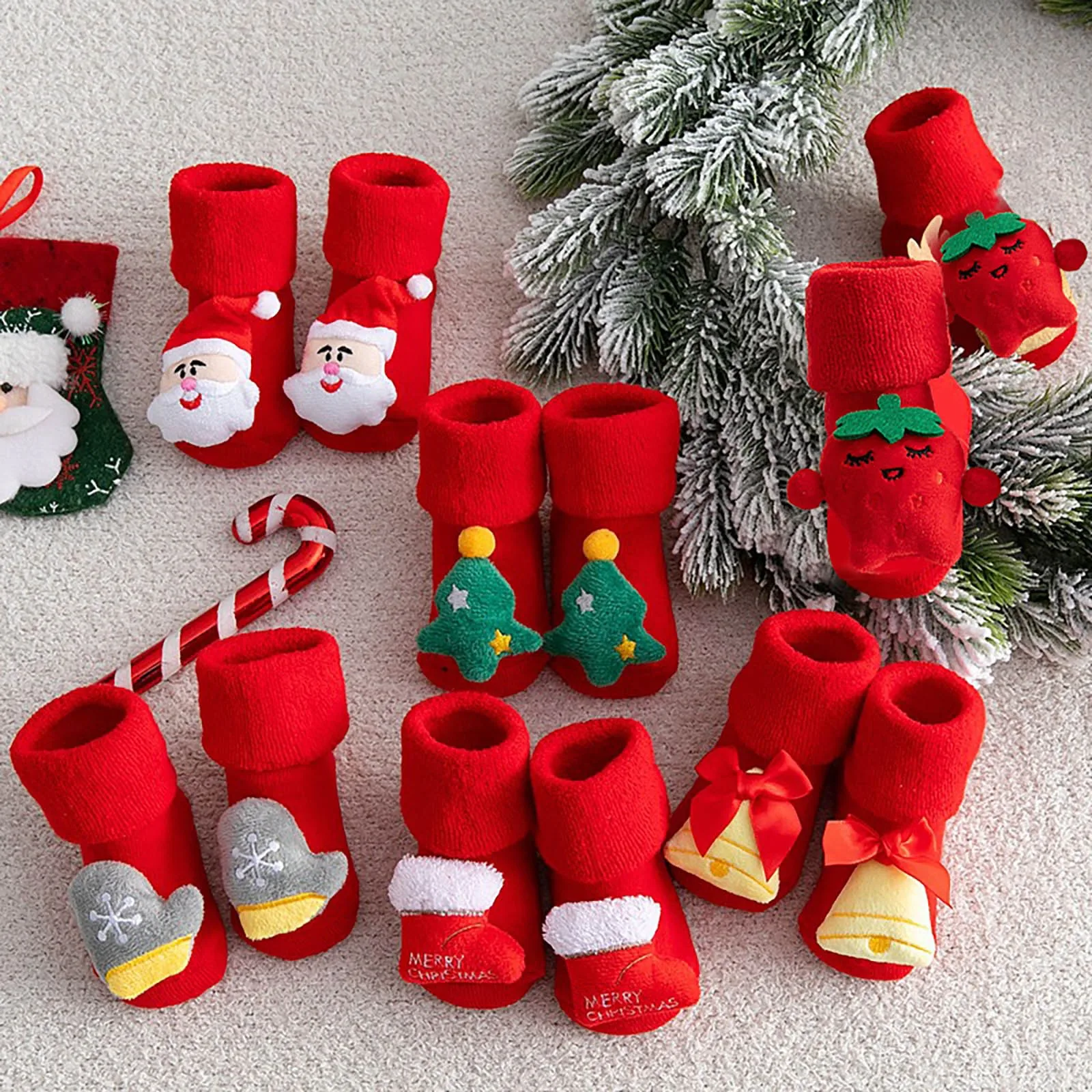 Christmas Baby Socks Newborn Girl Boy Xmas Anti-Slip Stockings Toddler Winter Baby Long Socks Infant Kids Clothing Accessories