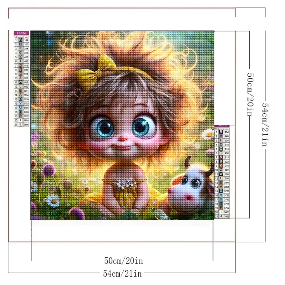 DIY Diamond Painting Kit Cartoon Animal Elf Girl Full Square Round Diamond Embroidery Handmade Mosaic Home Decortion Gift