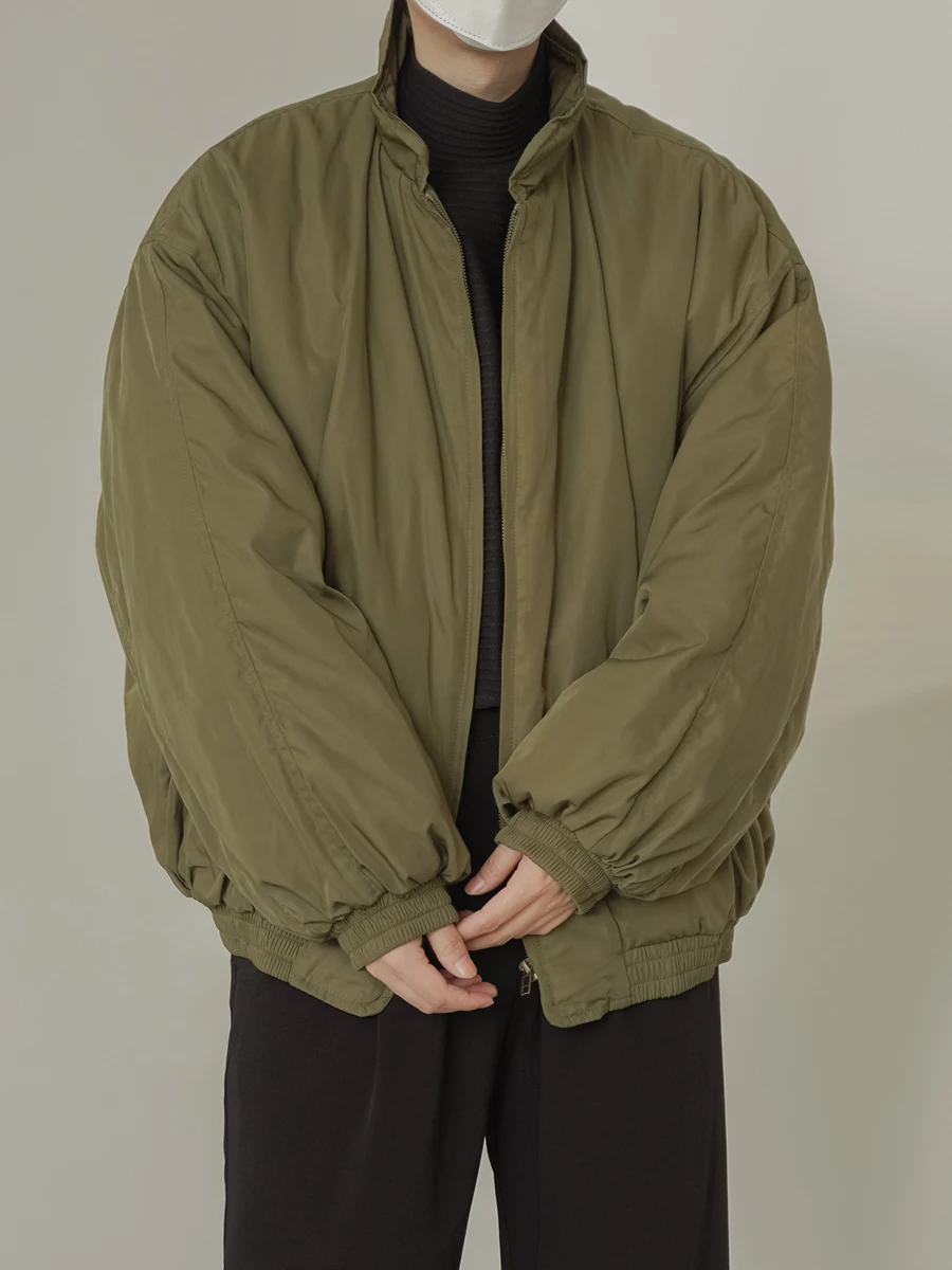 

Зимняя мужская повседневная хлопковая теплая верхняя одежда с воротником-стойкой, свободный топ из полиэфирного волокна, длинный топ из полиэстера с наполнителем