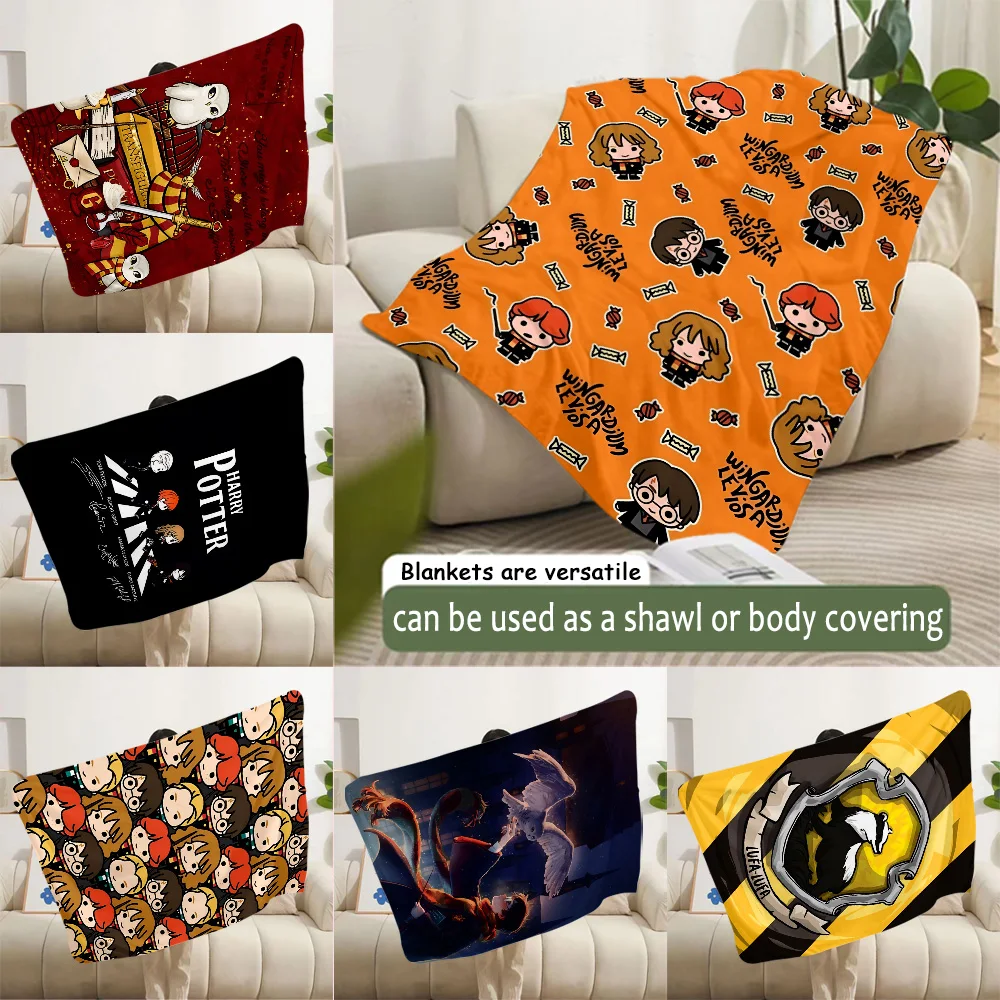 Cartoon P-Potters Harries Printed Blanket Picnic Blankets Warm Blanket Soft and Comfortable Blanket Home Travel Birthday Gift