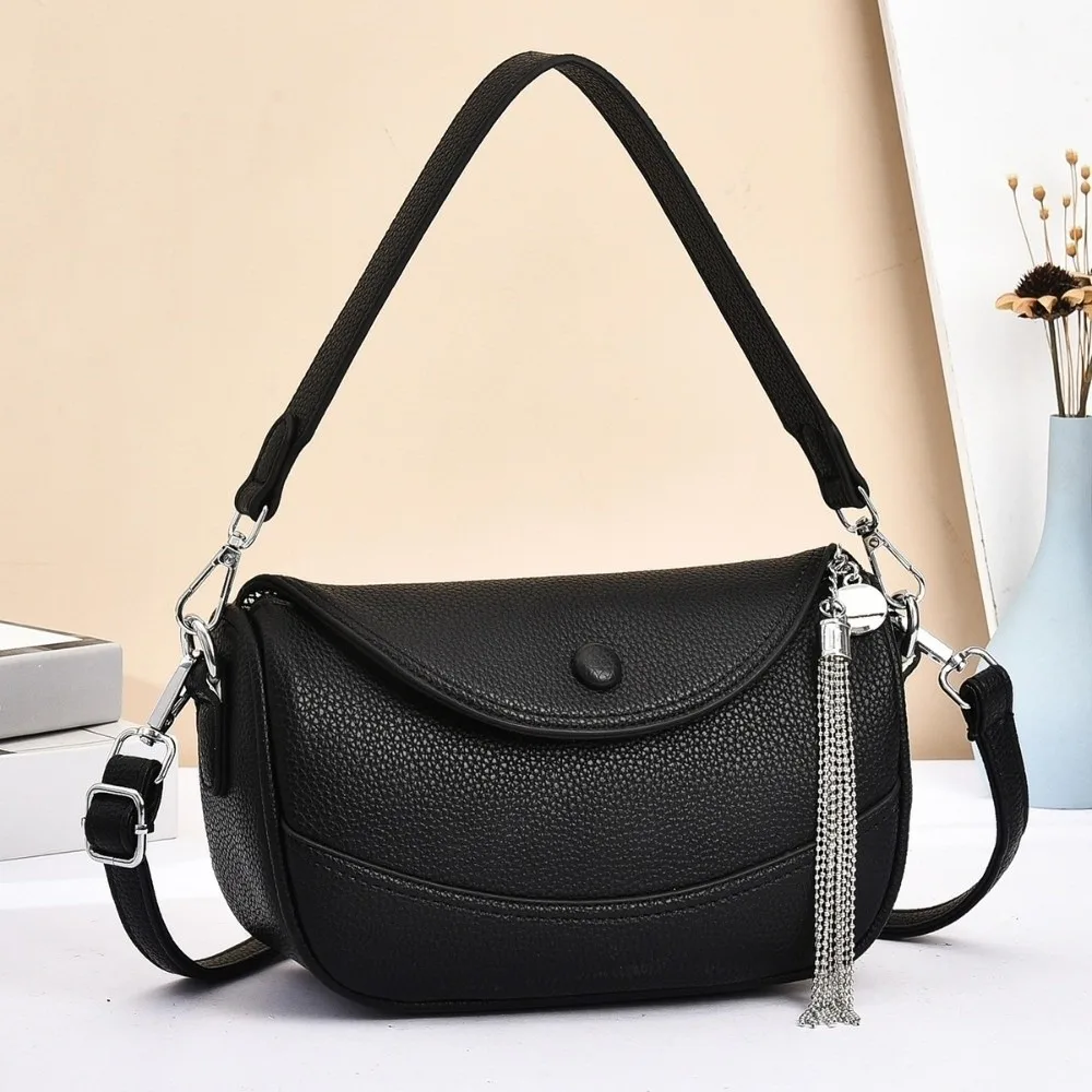 NEW Square Shape Crossbody Bag PU Leather Litchi Grain Texture Small Saddle Bag Minimalist Style Underarm Bag Urban Lifestyle