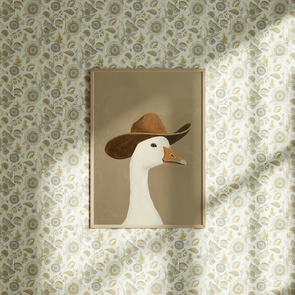 1pc frameless Canvas Painting Hat,western Nursery Art,neutral Boy Room Animal Art Wall Decoration Frameless Canvas Painting Sill