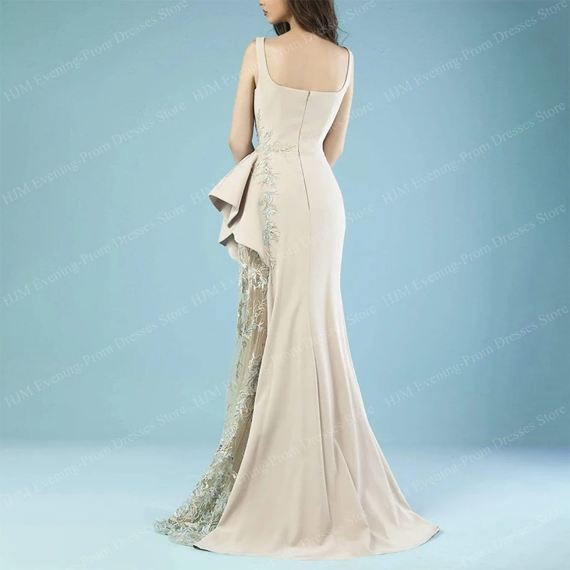 Elegant Long Evening Dresses for Women Lace Square Neck Floor-Length Mermaid Party Wedding Special Events Ceremony Dress 2024