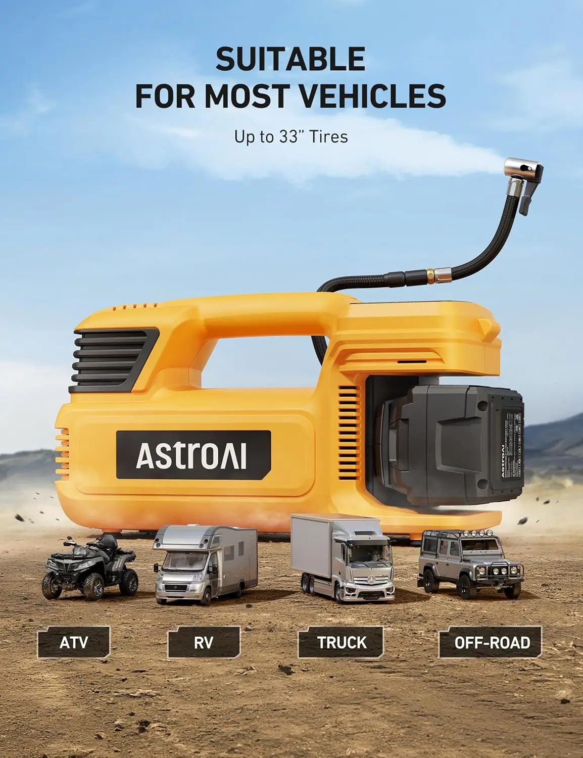 Cordless Tire Inflator Portable Air Compressor, 20V Heavy Duty Rechargeable Air Pump with 4000mAh Battery, 50L/Min Fast Inflation, 150PSI, 4 Memory Modes for Car, SUV, Truck Tires