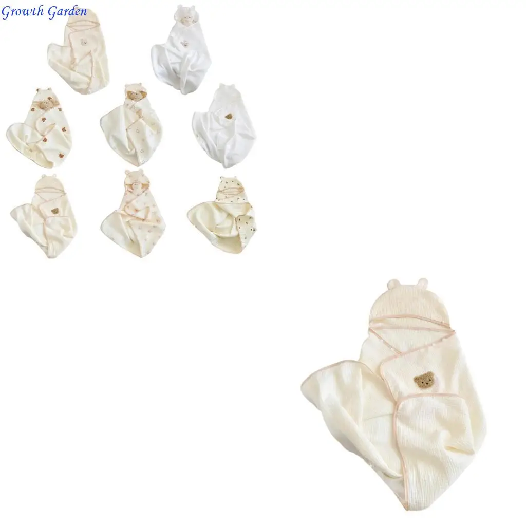 

Kids Cotton Poncho Bathrobe with Hood Design Cosy Newborn Receiving Blanket Stylish for Indoor and Outdoor Activities E65D