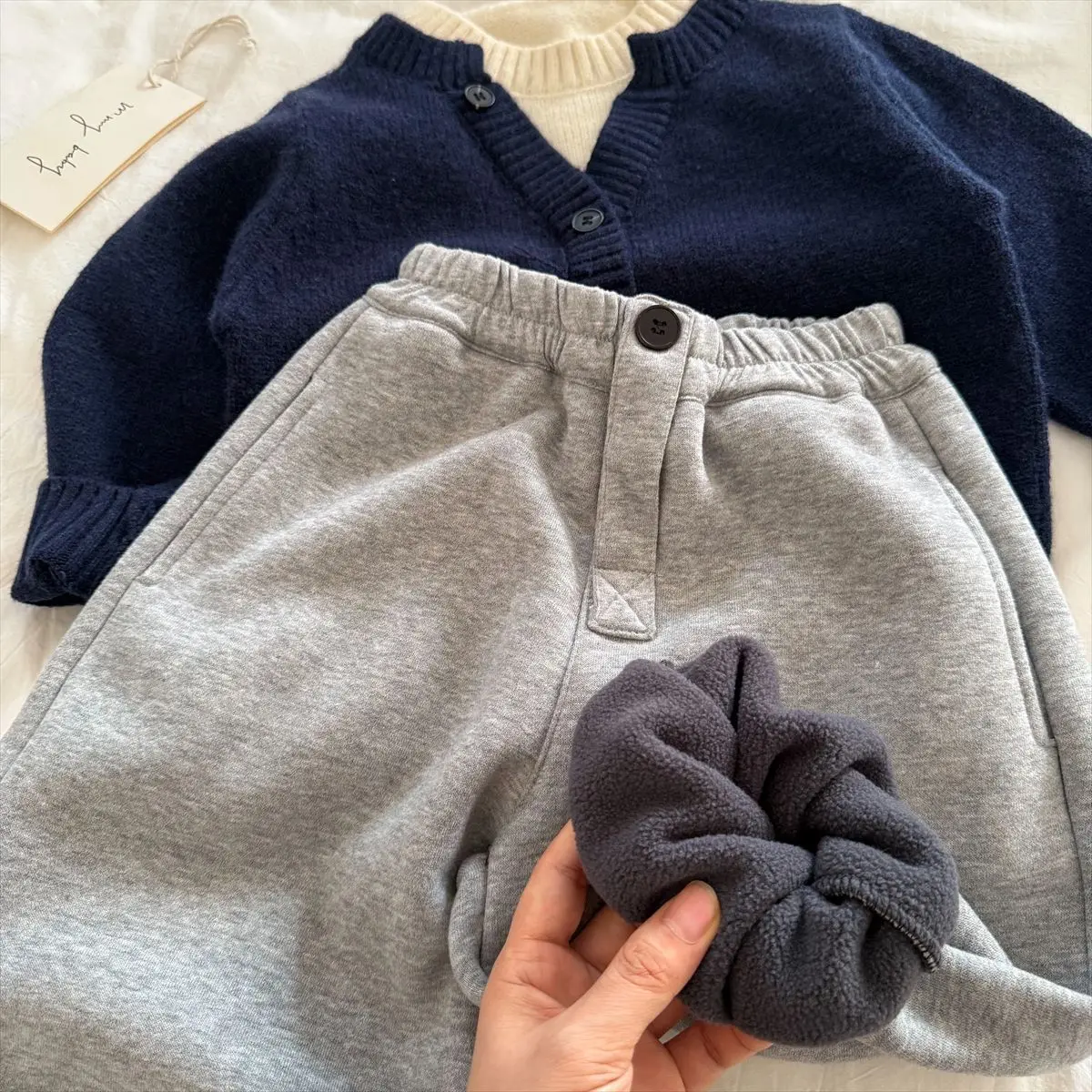 

Children's Velvet Long Pants 2025 Winter Boys' Trendy Brand Casual Baby and Children's Thick Sports Sanitary Pants