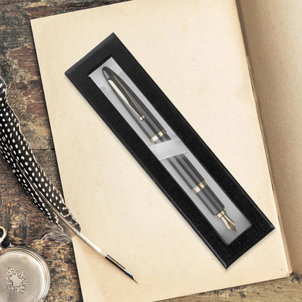 

4pcs Paper Pen Gift Box Transparent Window Storage Holder For Pens Jewelry Birthday Wedding Anniversary Festival Packaging Case