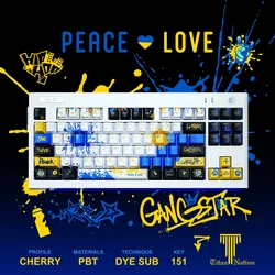 Exclusive PEACE&LOVE Themed Keycap Set 151 Keys PBT Dye-Sublimation Cherry Profile Treet Graffiti Style for Mechanical Keyboards