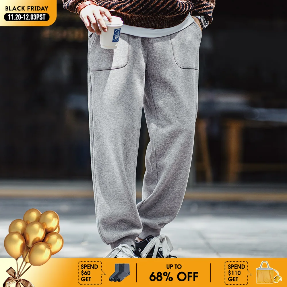 

Флисовые спортивные штаны Maden в стиле ретро, однотонные спортивные повседневные брюки с эластичной резинкой на талии, зауженные мужские осенние и зимние теплые брюки