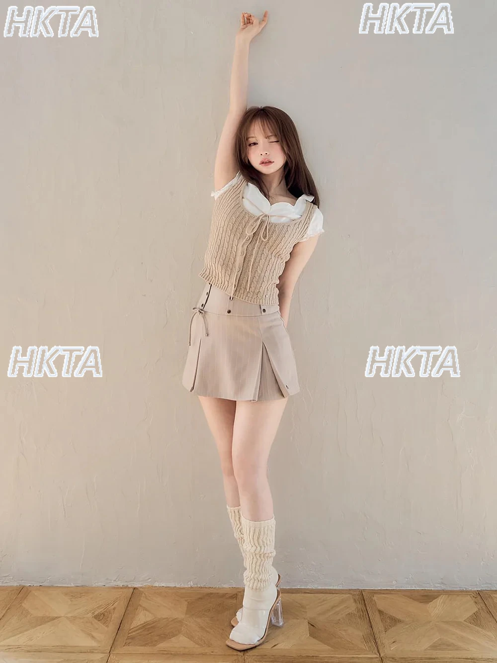 

Japanese Sweet Splicing Knitted Shirt Cardigan Tops Women Commuter Short Sleeve Slim Lotus Root Pink White Tshirt Two Pieces Set