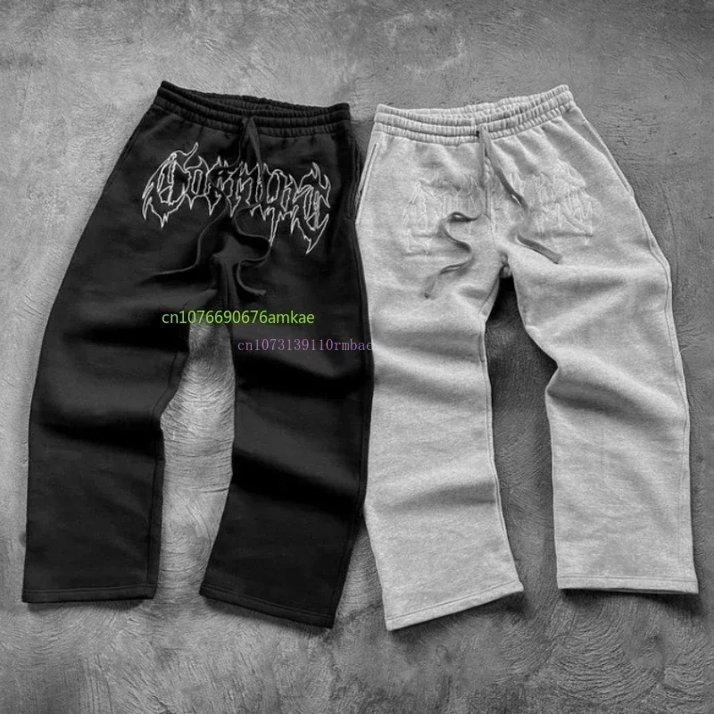 Y2k Hundred Sports Pants Street Style Loose Comfortable Pants Men Women Ins Tide Letters Printed Cotton Black Casual Pants