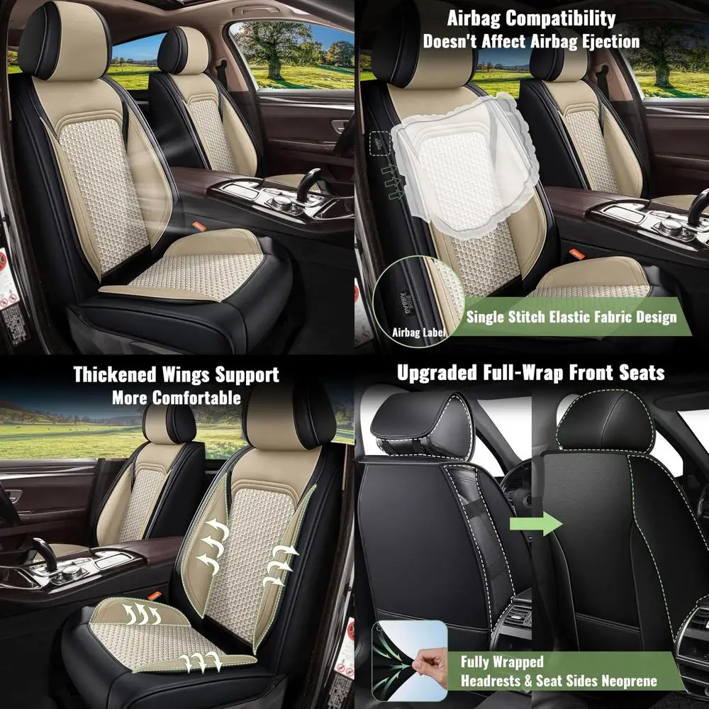 

Car Seat Covers Front Seats for Ford F-150 2009-2025 2026 F150 F250 F350 F450, Breathable Cooling Ice Silk Leather Car Seat Cove