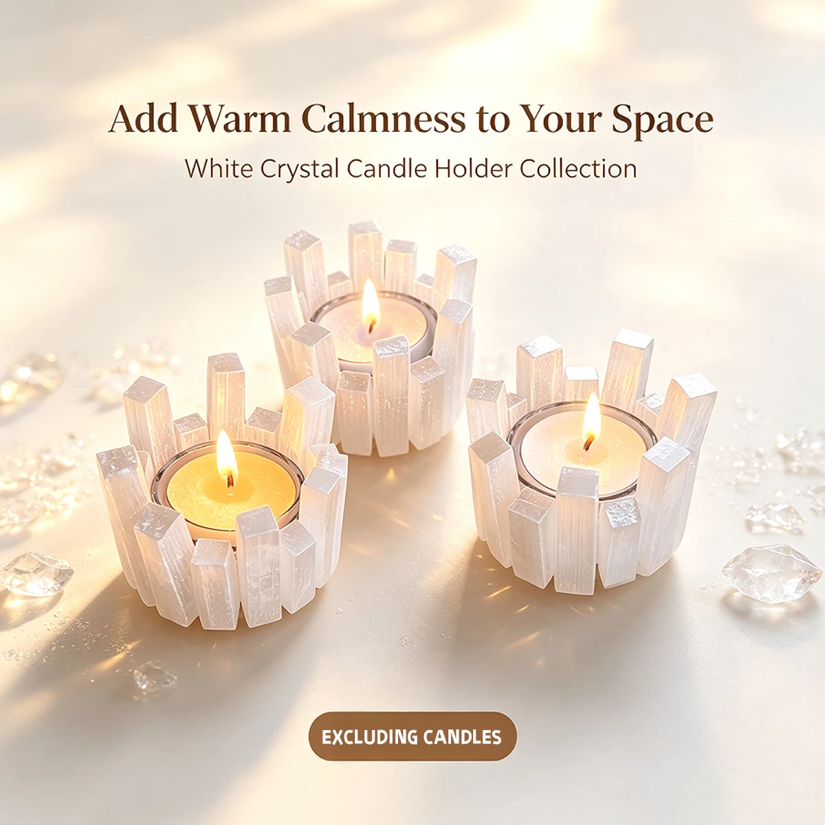 1pc Moroccan Selenite Candle Holder, Irregular Cylindrical Raw Crystal Tealight Lamp, Handmade Reusable Stone Ornament, Wedding