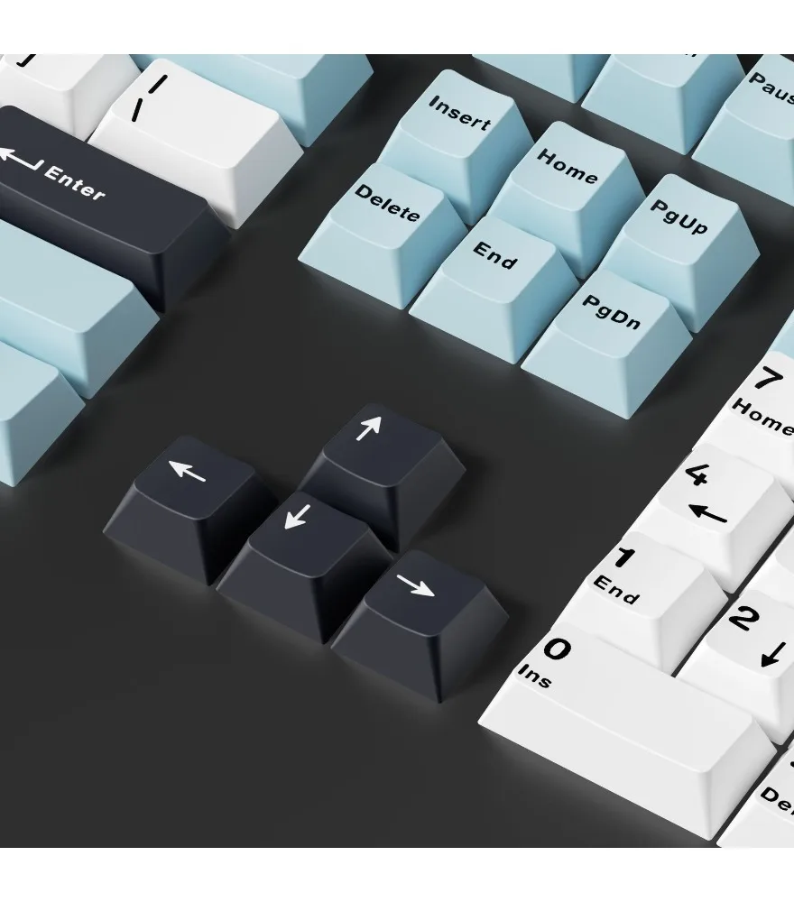 Hot-selling 128-key obsidian black splicing color customized small full set of sublimation PBT material