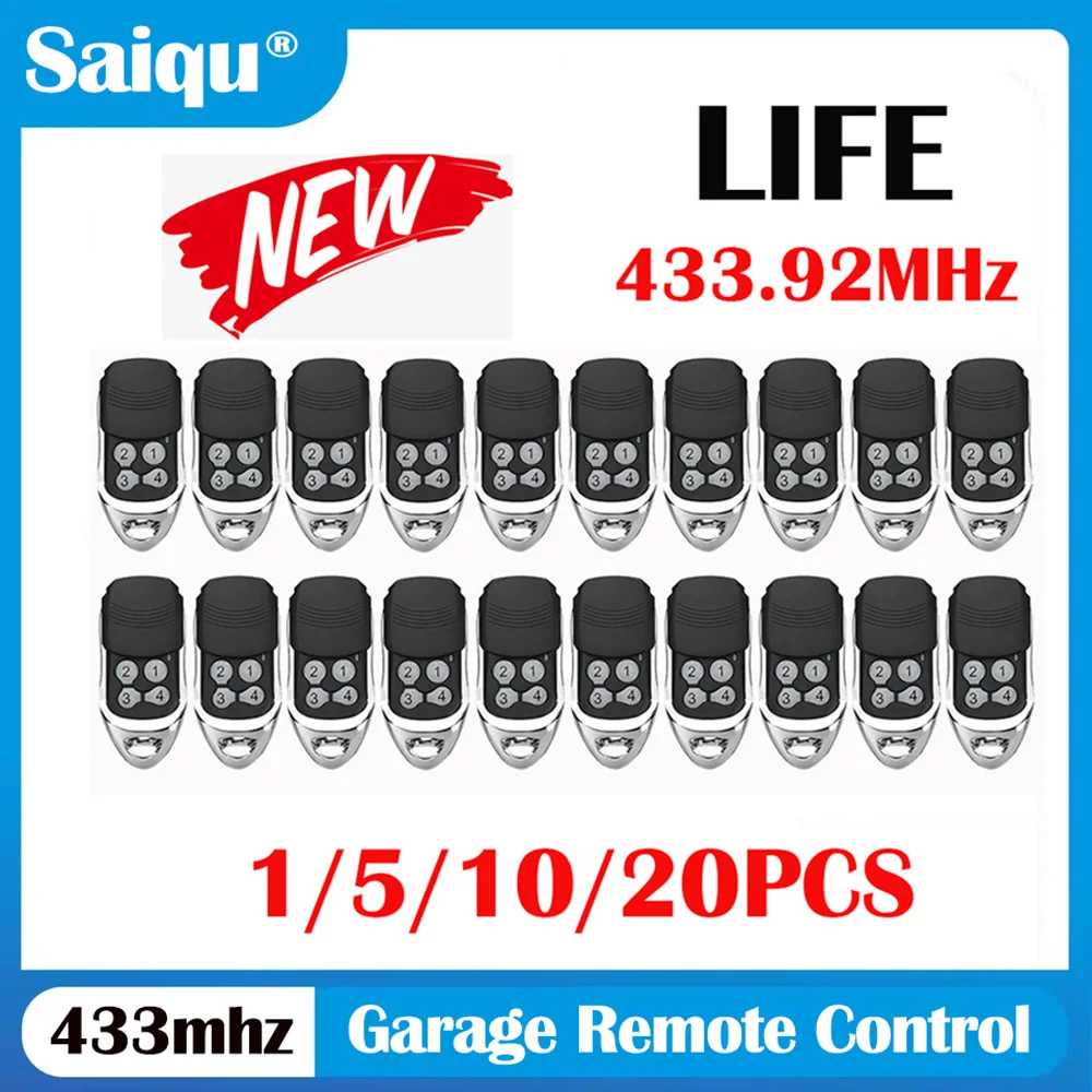 

20PCS LIFE FIDO2 / FIDO4/ BRAVO2 / BRAVO4/ VIP2R / VIP4R Rolling Code 433.92MHZ Garage Door Remote Control
