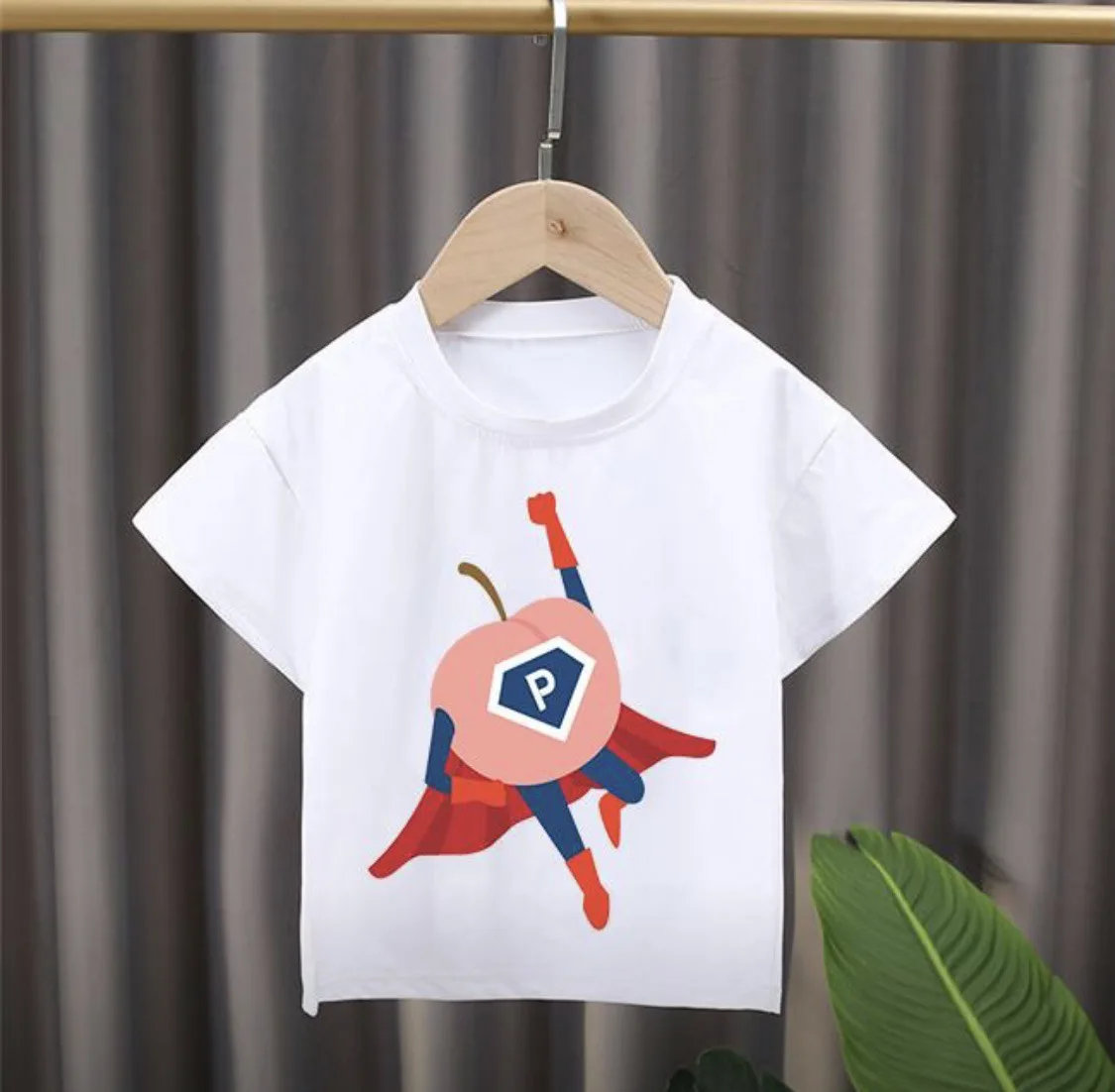 Nuovo stile per bambini Cartoon Fruit Print Girocollo T-shirt a maniche corte Vestiti per ragazza Vestiti per ragazzi Vestiti per bambini Tessuto modale