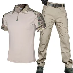 Tactical Suit Men Cargo Pants Casual Camouflage T-Shirts Male Sets Clothes Working Clothing Outdoor Waterproof Pants Trousers