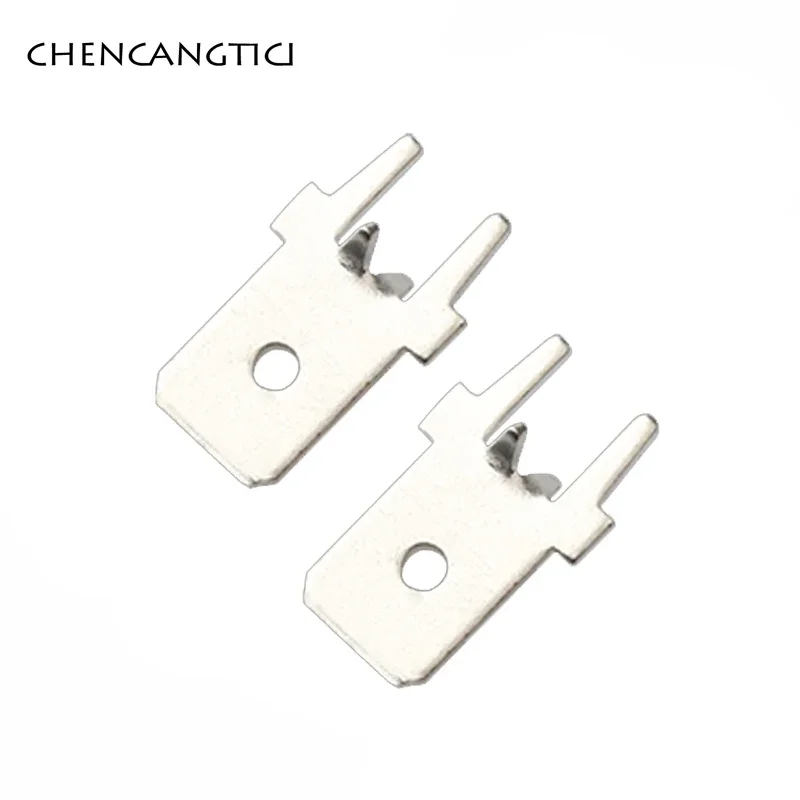 

20 Pcs Inserts Plug Spring Terminal PCB Solder Lug Type Thickness 0.8 MM Two Legs Male Welding Sheet DJ6111-6.3