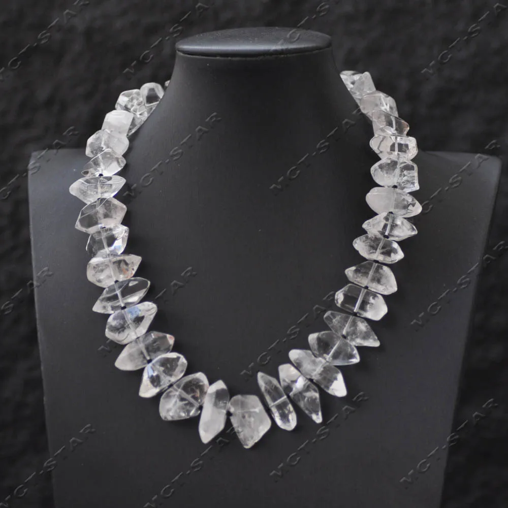 

Z14542 17'' 24mm Natural White Clean Double-headed Crystal Column Necklace CZ