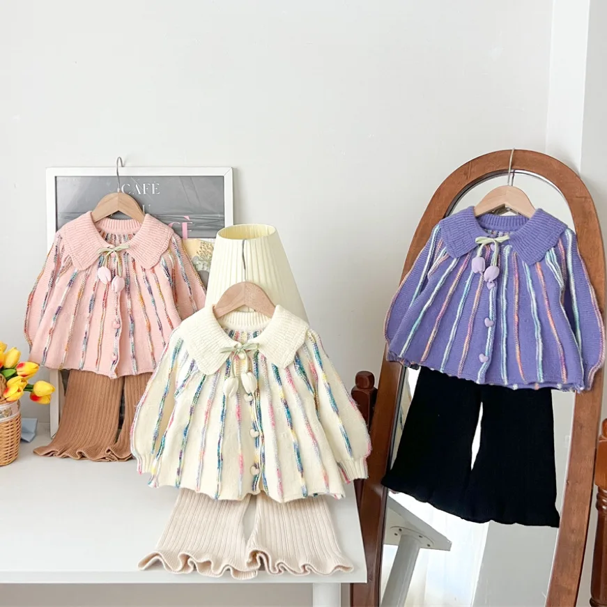 

2025 Fashionable Princess Knitted Cardigan for Girls Autumn and Winter New Girls' Sweater Cardigan Trendy Style