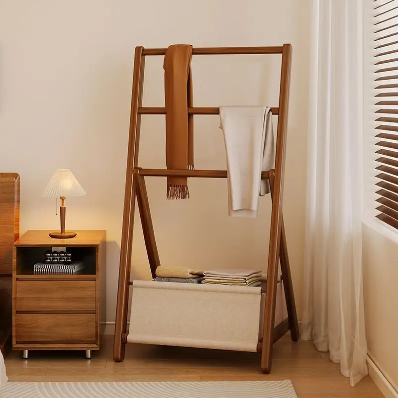 Coat rack, solid wood bedroom, home bedside clothes artifact dormitory rental house multi-functional storage rack