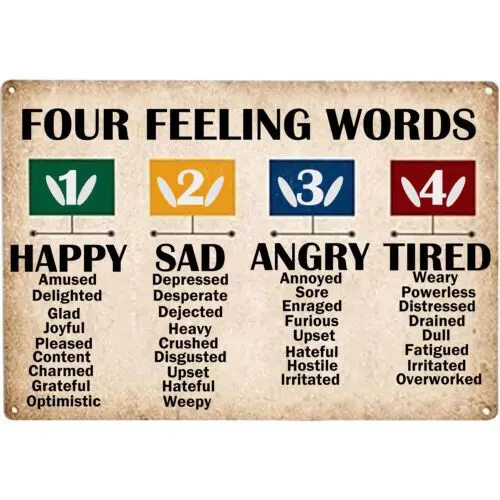 Four Feeling words Retro Metal Signs Wall Decor Plaque Bar Poster Tin Signs 12x8