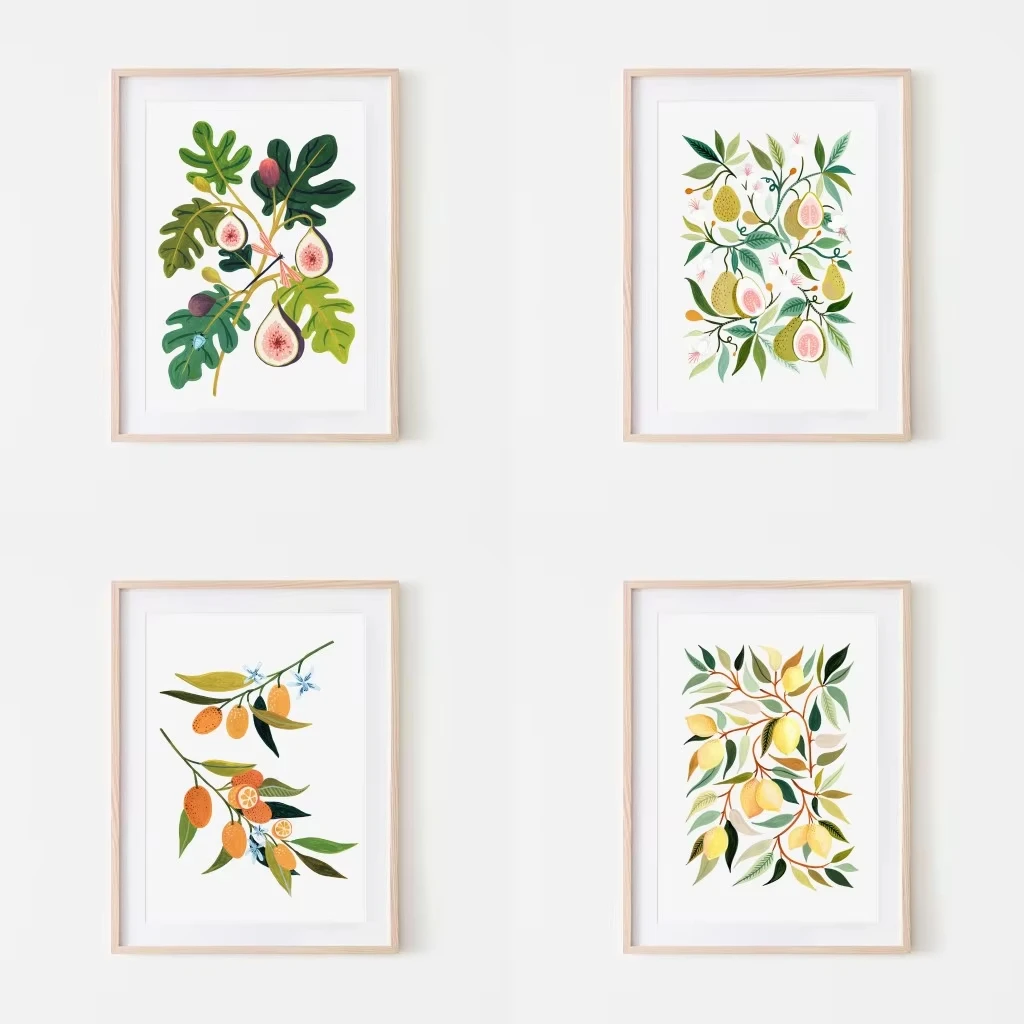 Natürliche Botanische Kunstdrucke Essbare Früchte Illustration Leinwandgemälde Moderne Landhausküche Heimdekoration Einweihungsgeschenk