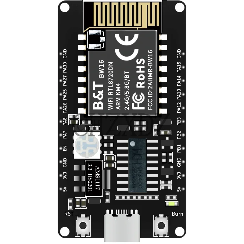 100% Original BW16-Kit Development Board, RTL8720DN Dual-band WiFi Low-power Bluetooth BLE Module, Type-C Interface