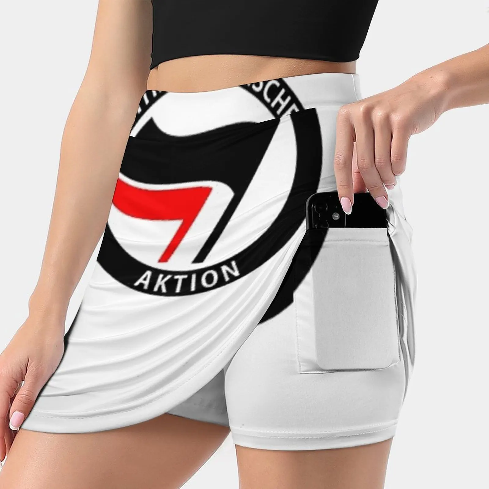 Antifa Anti - Facism Plitical Tee เสื้อผู้หญิงแฟชั่นกีฬากระโปรงกระเป๋าเทนนิสกอล์ฟวิ่งกระโปรง Antifa Anti