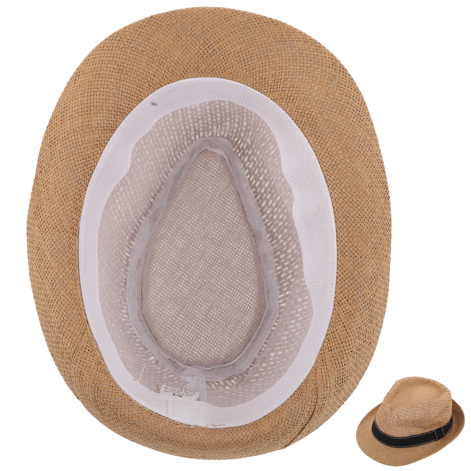 

Pure Sun Hat Children Panama Straw Hat Flat Top Bucket Baby Summer Hats for Boys Girls Brown