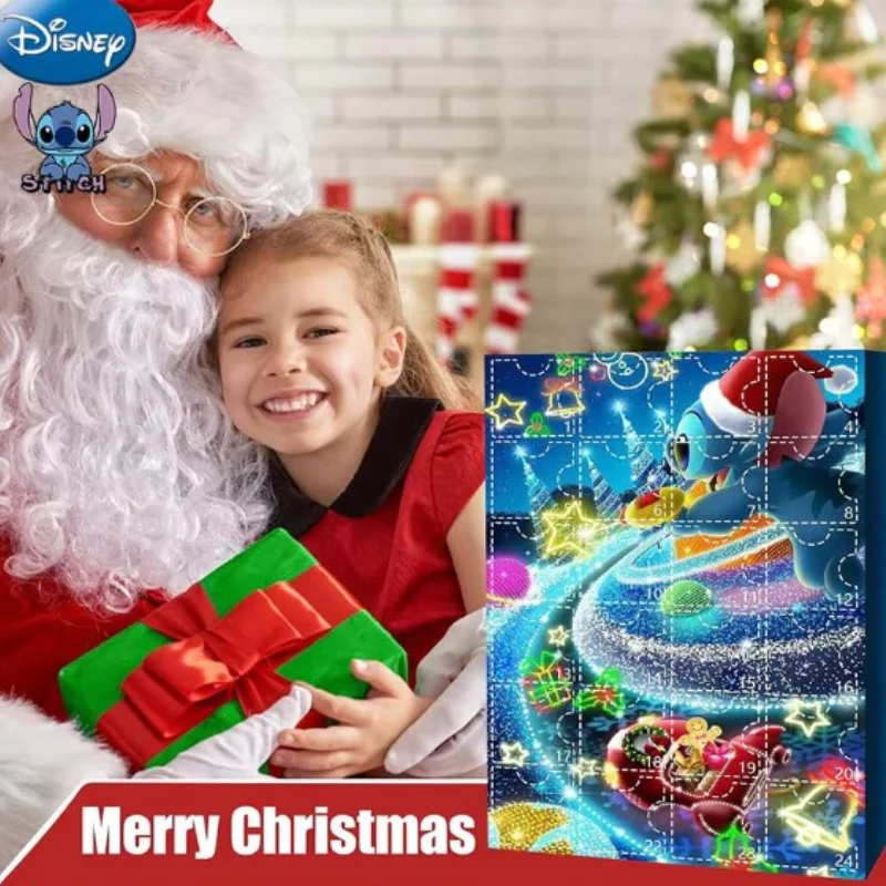 Wholesale Disney Accessories Stitch Christmas Advent Calendar Box Lilo&stitch Model Doll Anime Figures Xmas Gift Kids Boy Toy