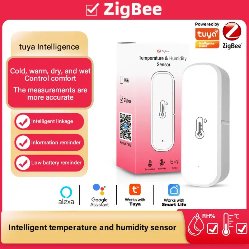 Tuya Smart WiFi/Zigbee New Temperature and Humidity Sensor Home Internet Temperature and Humidity Meter Works with Alexa Google