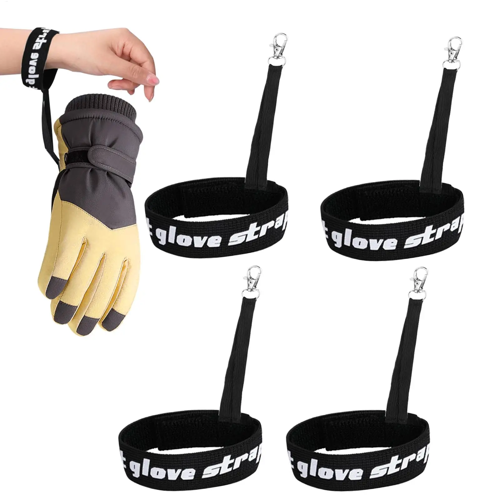 

4PCS Glove Wrist Strap Anti-Lost Glove Safety Strap Elastic Ski Glove Holder for Camping Skiing Outdoor Activities
