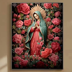 Guadalupeの女性のための自分で5Dダイヤモンド絵画、フルスクエアとラウンド、宗教的な刺craftsクラフトセット、家の装飾、新しい、2024