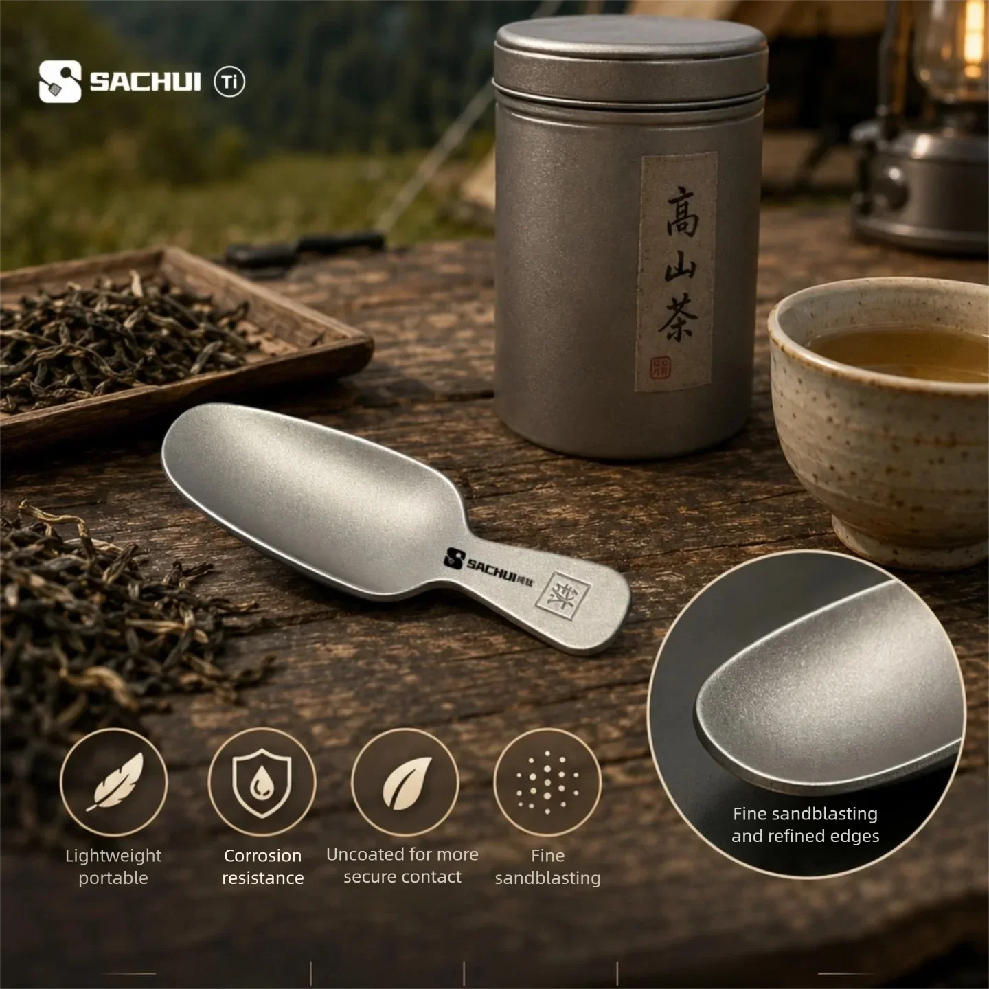Pure Titanium Mini Teaspoon Lightweight Tea Leaf Special Tea Spoon Outdoor Household High-end Tableware Tea Set Accessories