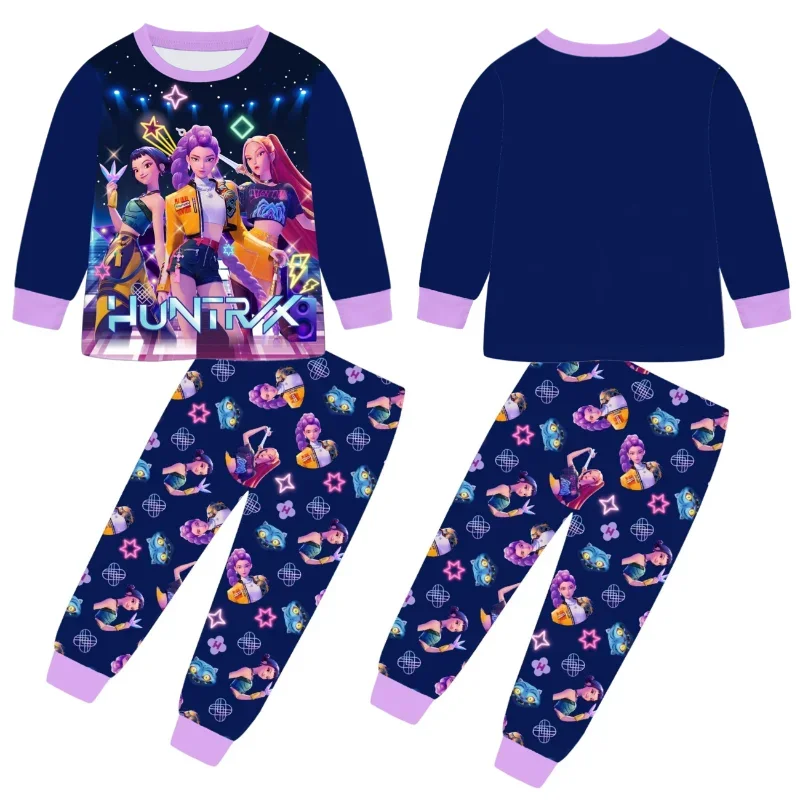 2 pièces film k-pops démons chasseurs Kawaii pyjamas ensemble fille Cosplay vêtements de nuit Anime à manches longues hauts + pantalons Fans Halloween cadeau