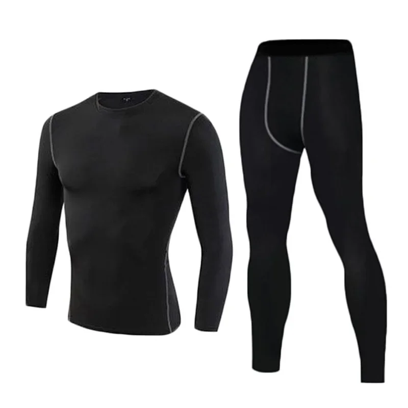 1pcs Men\'s Long-sleeved Thermal Underwear Male Tight Fitting Fast Dry Elastic Fitness Suit Set Man Autumn Winter Sprots Wear