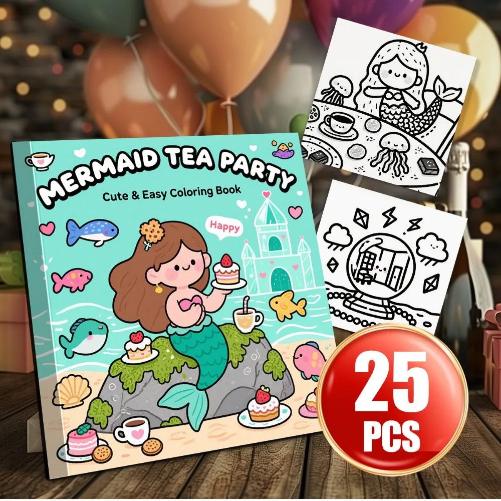Ocean Mermaid Afternoon Tea Coloring Book DIY Art Creation Personality Expression Graffiti Design And Ink Resistant Paper