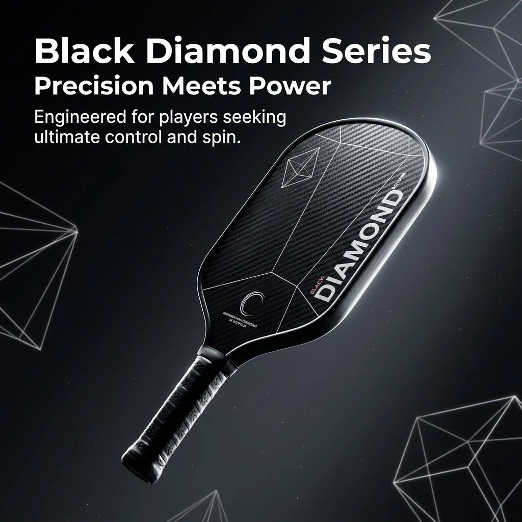 BLACK DIAMOND T700 Carbon Fiber Pickleball Paddle, Polymer Honeycomb Core, 16MM, Carbon Textured Surface, Balanced Power&Control