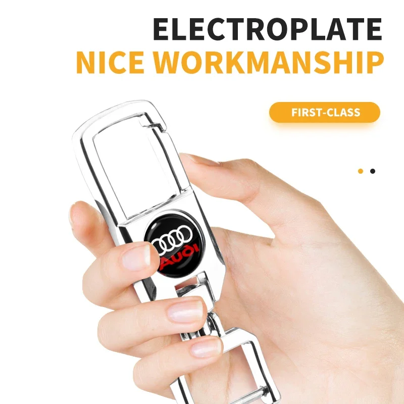 

For Audi sline RS TT Q2 Q3 Q5 Q7 Q6 A3 A4 A5 A6 A7 R8 B5 B6 B7 B8 C5 Car Styling Car Keychain Metal Leather Key Ring Key Chain