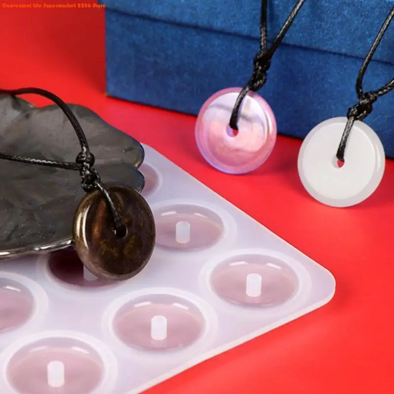 3D Hollow Round Silicone Molds Epoxy Resin Casting Mold DIY Craft Imitation Jade Pendant Mold Handmade Jewelry Tool
