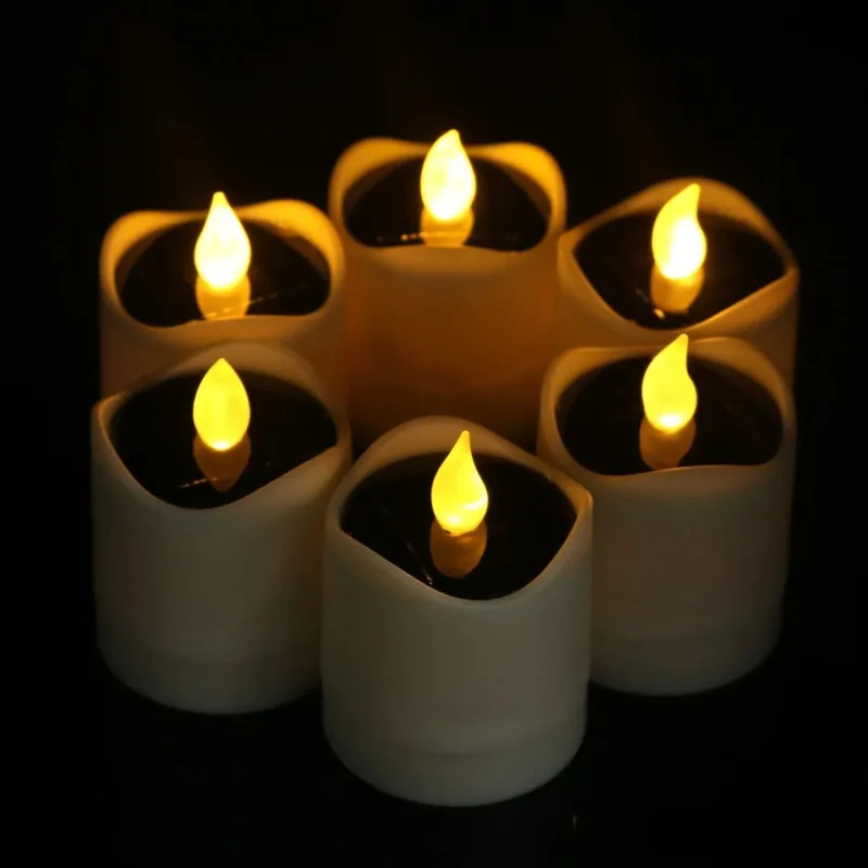 Solar Energy LED Light Candle Lamp Waterproof Nightlight for Home Decoration Yellow Flameless Fake Electronic Candle