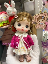 2026 Dula Doll Clothes Rose red knitted jacket set for ob11 GSC doll